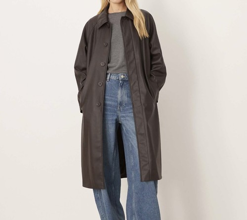 Mango faux leather trench coat - mango,
