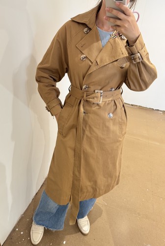 Mango camel cotton trench coat - camel,