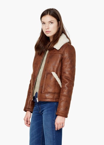 Mango faux shearling jacket - faux-shearling,
