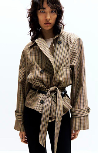 Mango short checked trench