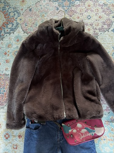 Brown faux fur coat size - coat,