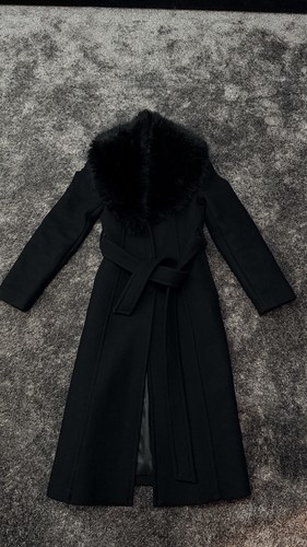 Mango women black wool long - women's,