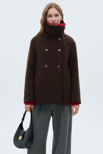 Mango dark brown wool - , peacoat