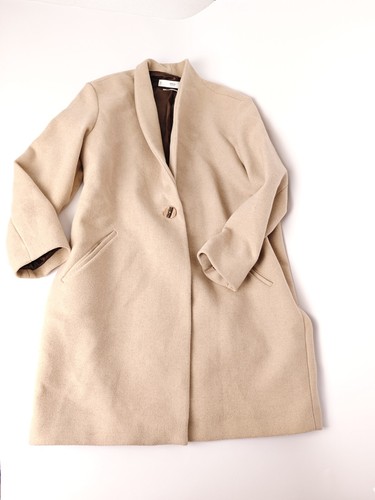 Mango beige wool blend long - wool,
