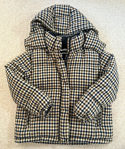 Mango beige navy check hooded - beige/navy,