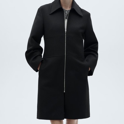 Mango black zip - black, coat