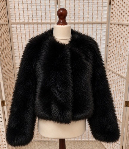 Mango mng black faux fur - black,